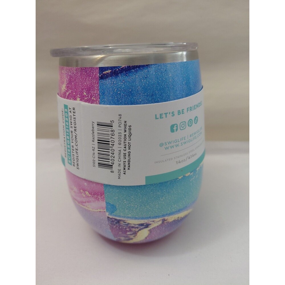 Swig Life Razzleberry Stemless Wine Cup w/Lid 14 oz Stainless Steel Insulated - Picture 4 of 9